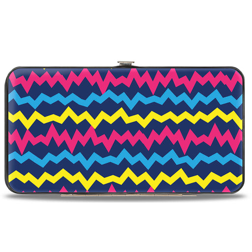 Hinged Wallet - Scribble Zig Zag Stripe Navy/Multi Color Hinged Wallets Buckle-Down