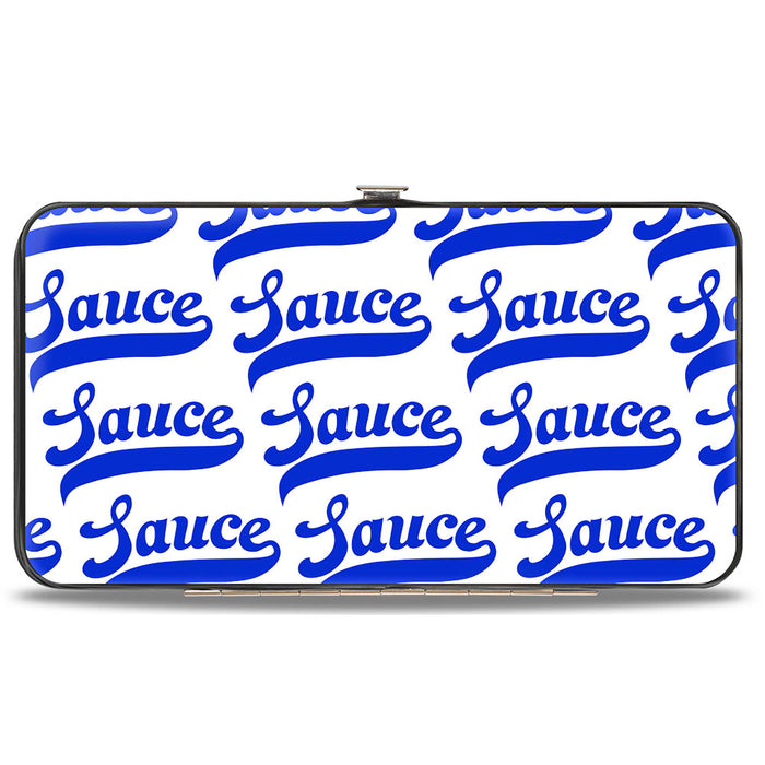 Hinged Wallet - SAUCE Baseball Script White/Blue Hinged Wallets Buckle-Down