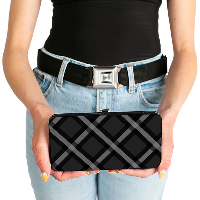 Hinged Wallet - Buffalo Plaid X Charcoal Black Gray Hinged Wallets Buckle-Down