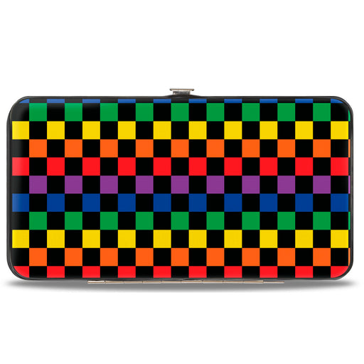 Hinged Wallet - Checker Black Rainbow Multi Color Hinged Wallets Buckle-Down