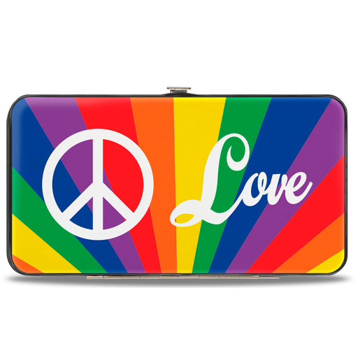 Hinged Wallet - PEACE and LOVE Rainbow Rays Multi Color White Hinged Wallets Buckle-Down