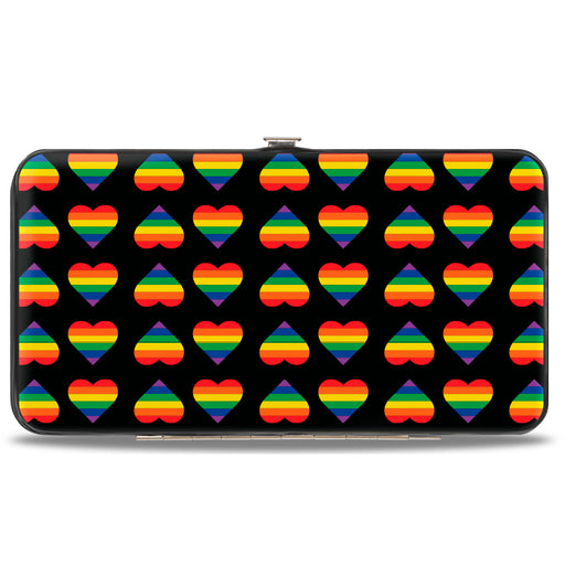 Hinged Wallet - Rainbow Hearts Flip Black Multi Color Hinged Wallets Buckle-Down