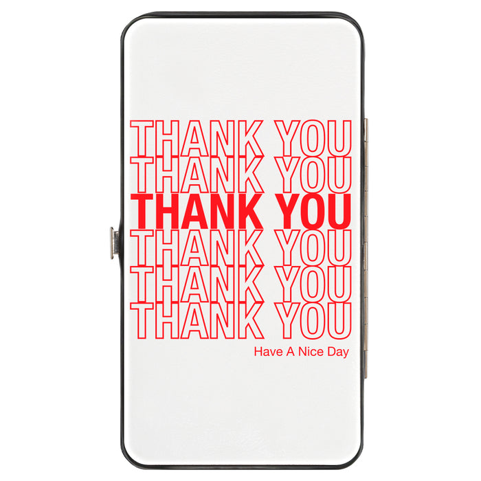 Hinged Wallet - THANK YOU HAVE A NICE DAY Bag Print White Red Hinged Wallets Buckle-Down