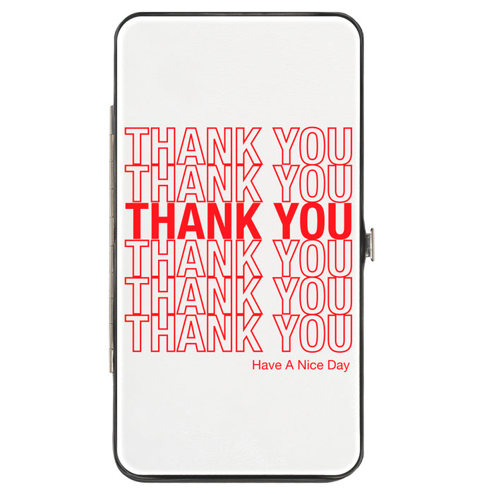 Hinged Wallet - THANK YOU HAVE A NICE DAY Bag Print White Red Hinged Wallets Buckle-Down