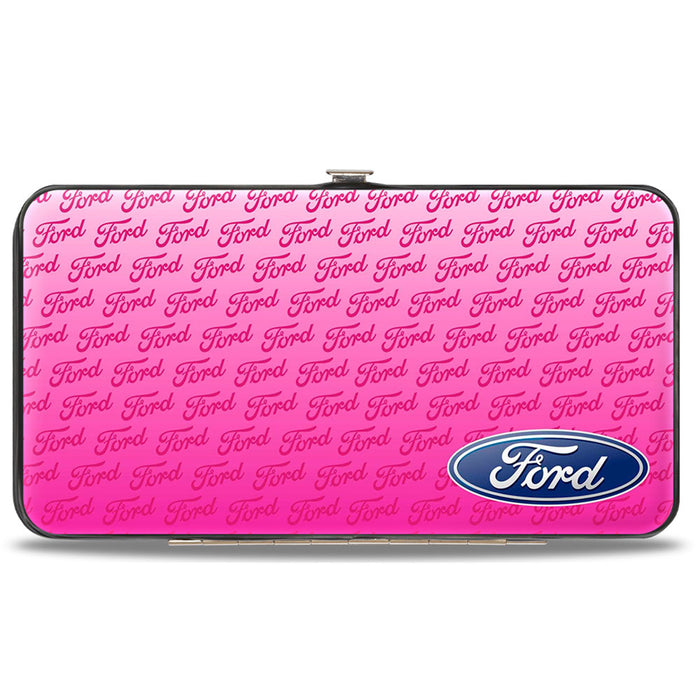 Hinged Wallet - Ford Oval CORNER w Text PINK Hinged Wallets Ford