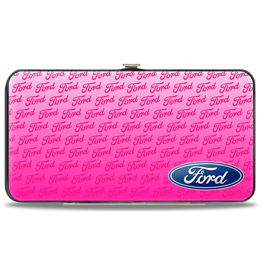 Hinged Wallet - Ford Oval CORNER w Text PINK Hinged Wallets Ford