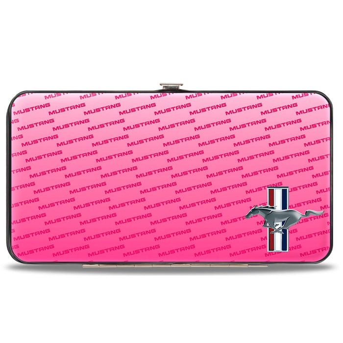 Hinged Wallet - Ford Mustang w Bars CORNER w Text PINK Hinged Wallets Ford