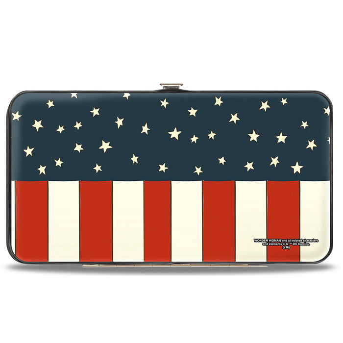 Hinged Wallet - WONDER WOMAN Logo Americana Red White Blue Yellow Hinged Wallets DC Comics