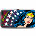 Hinged Wallet - WONDER WOMAN Stars Face Halftone Blues Red Yellow White Hinged Wallets DC Comics