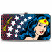 Hinged Wallet - WONDER WOMAN Stars Face Halftone Blues Red Yellow White Hinged Wallets DC Comics