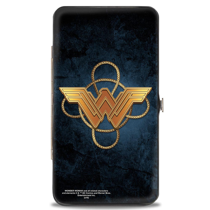 Hinged Wallet - Wonder Woman 2017 Standing Swords Pose + Icon/Lasso of Truth Blues/Golds Hinged Wallets DC Comics