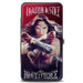 Hinged Wallet - Wonder Woman Deflection Pose FIGHT FOR JUSTICE-BE BRAVE AND FIERCE Weathered Reds/Blues Hinged Wallets DC Comics