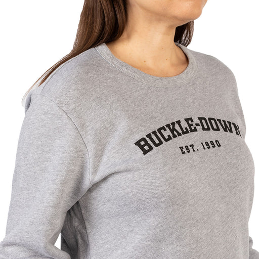 Women's Crew Neck Sweatshirt - BUCKLE-DOWN EST. 1990 Athletic Heather Gray Apparel Buckle-Down, Inc.   