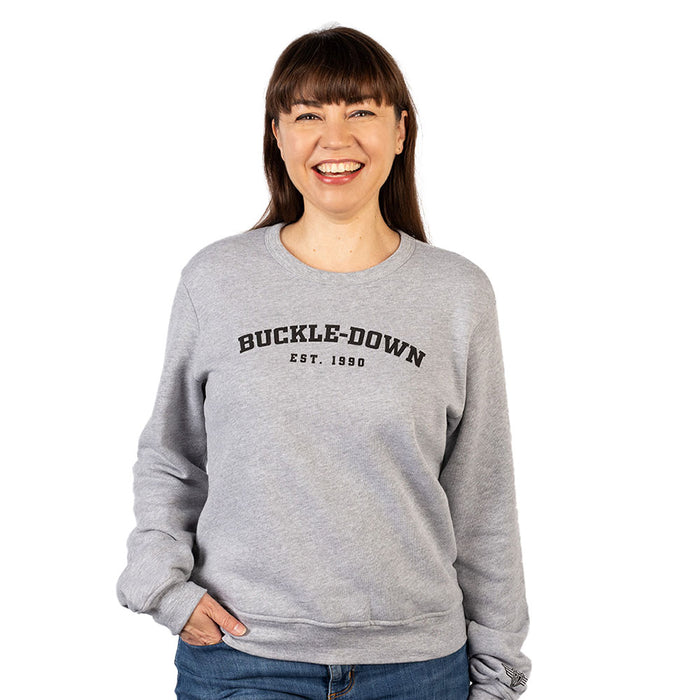 Women's Crew Neck Sweatshirt - BUCKLE-DOWN EST. 1990 Athletic Heather Gray Apparel Buckle-Down, Inc.   