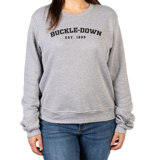 Women's Crew Neck Sweatshirt - BUCKLE-DOWN EST. 1990 Athletic Heather Gray Apparel Buckle-Down, Inc.   