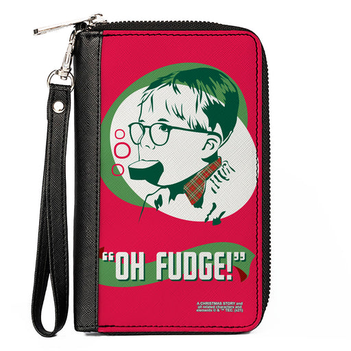Women's PU Zip Around Wallet Rectangle - A Christmas Story Ralphie OH FUDGE! Soap Pose Red Greens White Clutch Zip Around Wallets Warner Bros. Holiday Movies   