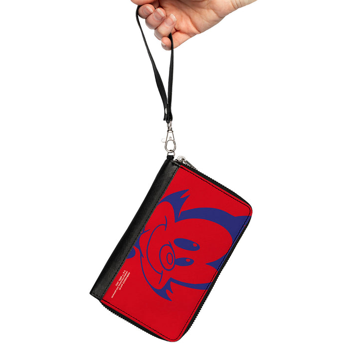 PU Zip Around Wallet Rectangle - Animaniacs Yakko Smiling Face Close-Up Red Blue Clutch Zip Around Wallets Animaniacs   