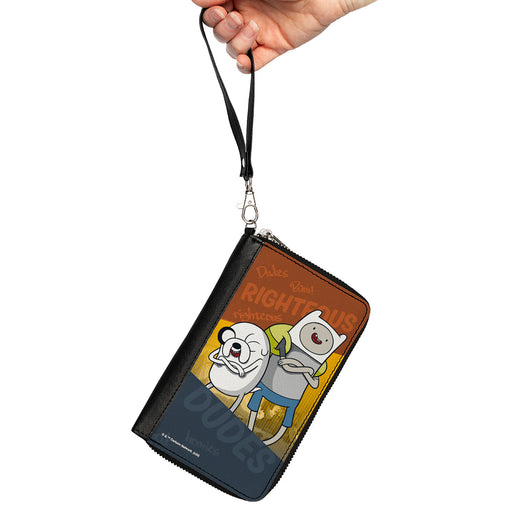 PU Zip Around Wallet Rectangle - Adventure Time Jake and Finn RIGHTEOUS DUDES Pose Multi Color Clutch Zip Around Wallets Cartoon Network   