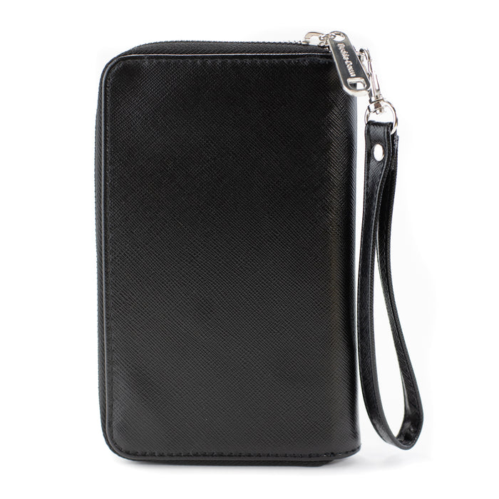 Women's PU Zip Around Wallet Rectangle - WALL-E Poses Scattered Stripe Black White