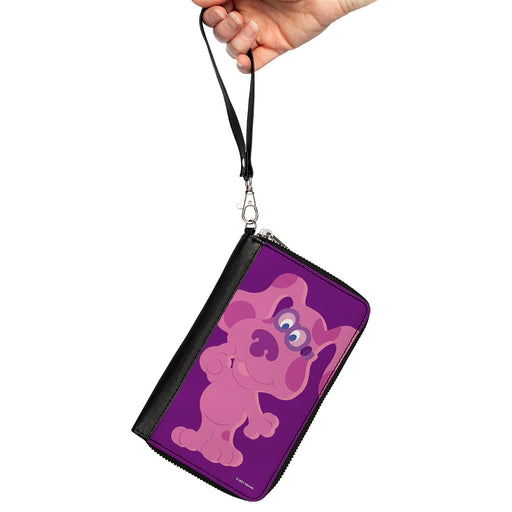 PU Zip Around Wallet Rectangle - Blue's Clues Magenta Full Body Smiling Pose Pinks Clutch Zip Around Wallets Nickelodeon   