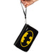 Women's PU Zip Around Wallet Rectangle - Batman Bat Logo Black Yellow Clutch Zip Around Wallets DC Comics   