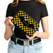 Women's PU Zip Around Wallet Rectangle - BATMAN Bat Logo Close-Up Checker Yellow Black Clutch Zip Around Wallets DC Comics   