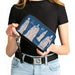 Women's PU Zip Around Wallet Rectangle - Batman Blueprint Tech Poses Blues White Clutch Zip Around Wallets DC Comics   