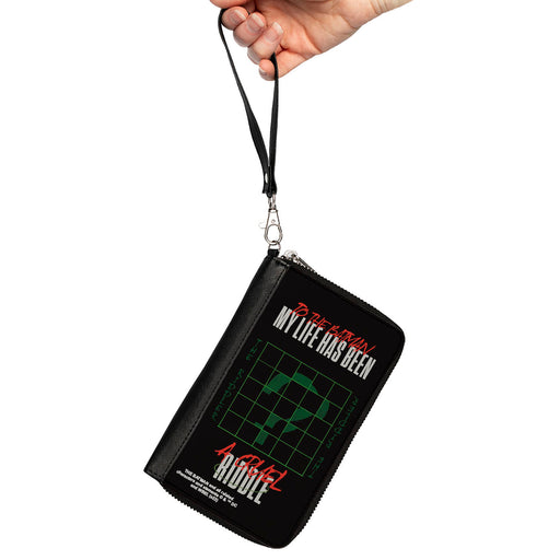 PU Zip Around Wallet Rectangle - The Batman Movie A CRUEL RIDDLE Black Green White Red Clutch Zip Around Wallets DC Comics   