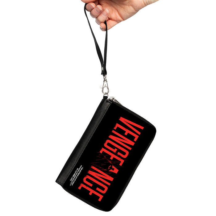 PU Zip Around Wallet Rectangle - The Batman Movie VENGEANCE Silhouette Black Red Clutch Zip Around Wallets DC Comics   