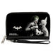 PU Zip Around Wallet Rectangle - BATMAN ARKHAM CITY Batman and Joker Pose Black/Grays Clutch Zip Around Wallets DC Comics   