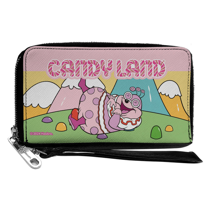 PU Zip Around Wallet Rectangle - Candy Land Jolly Laughing Pose and Gum Drop Mountains Multi Color Clutch Zip Around Wallets Hasbro   