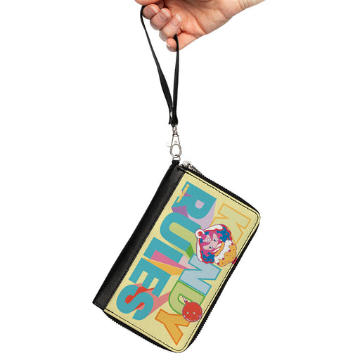 PU Zip Around Wallet Rectangle - Candy Land KANDY RULES King Kandy Face Yellow/Multi Color Clutch Zip Around Wallets Hasbro   