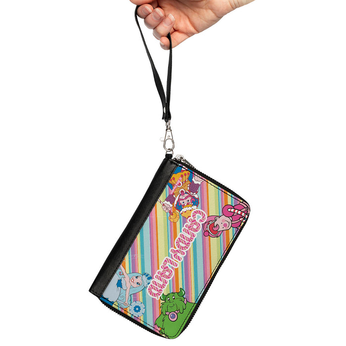 PU Zip Around Wallet Rectangle - CANDY LAND Characters and Title Logo Stripe Multi Color Clutch Zip Around Wallets Hasbro   