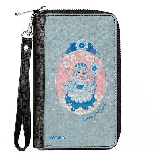 PU Zip Around Wallet Rectangle - Candy Land QUEEN FROSTINE Standing Pose and Float Bubbles Blues/Pinks Clutch Zip Around Wallets Hasbro   