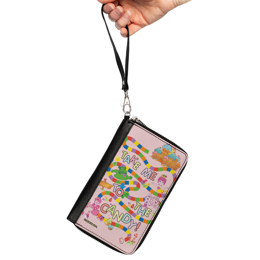 PU Zip Around Wallet Rectangle - Candy Land TAKE ME TO THE CANDY Character Collage Pink/Multi Color Clutch Zip Around Wallets Hasbro   