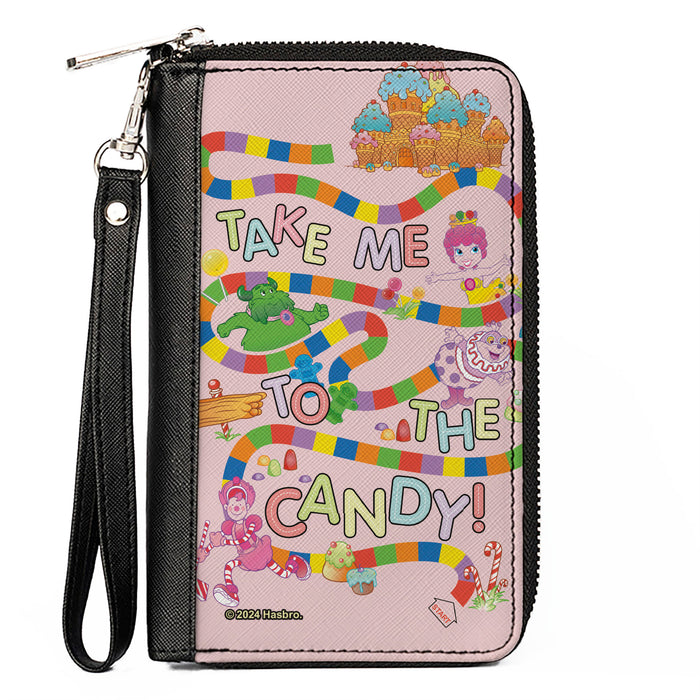 PU Zip Around Wallet Rectangle - Candy Land TAKE ME TO THE CANDY Character Collage Pink/Multi Color Clutch Zip Around Wallets Hasbro   