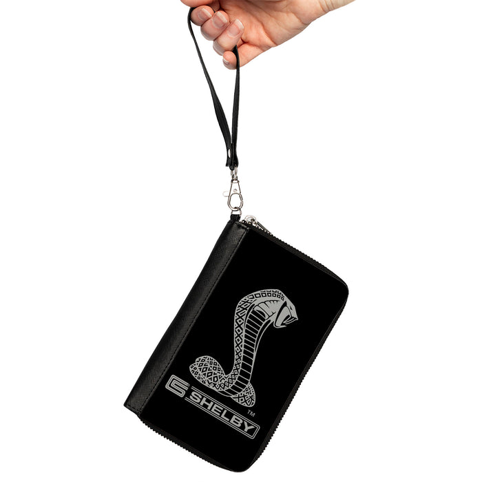 PU Zip Around Wallet Rectangle - Carroll Shelby Super Snake CS SHELBY Racing Logo Black/White Clutch Zip Around Wallets Carroll Shelby   