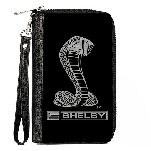 PU Zip Around Wallet Rectangle - Carroll Shelby Super Snake CS SHELBY Racing Logo Black/White Clutch Zip Around Wallets Carroll Shelby   