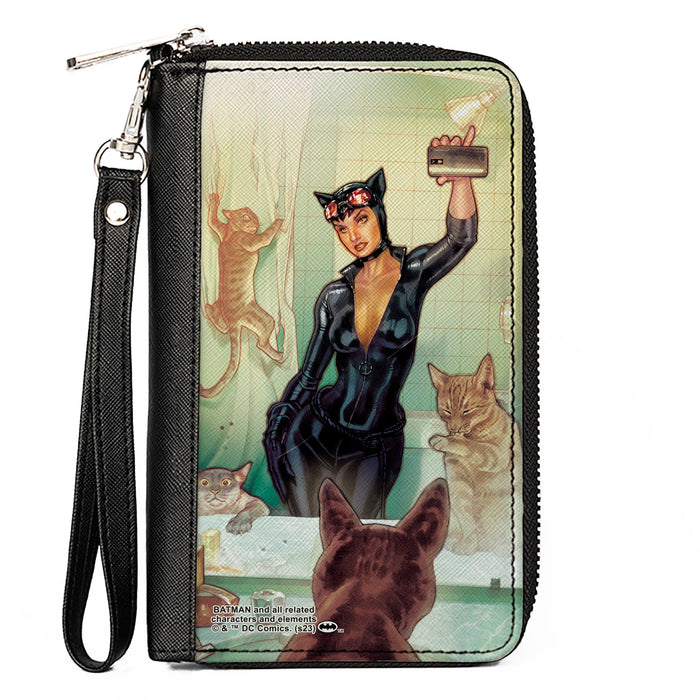 PU Zip Around Wallet Rectangle - DC Comics Catwoman Issue #34 Selfie Variant Comic Book Cover Clutch Zip Around Wallets DC Comics   