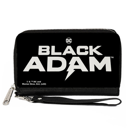 PU Zip Around Wallet Rectangle - BLACK ADAM Title Logo Black White Clutch Zip Around Wallets DC Comics   