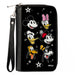 Women's PU Zip Around Wallet Rectangle - Disney The Sensational Six Smiling Faces Stars Black White Clutch Zip Around Wallets Disney   