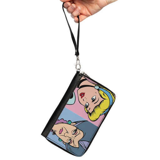 Women's PU Zip Around Wallet Rectangle - Cinderella and Wicked Step Mother Lady Tremaine Face Blocks Clutch Zip Around Wallets Disney   