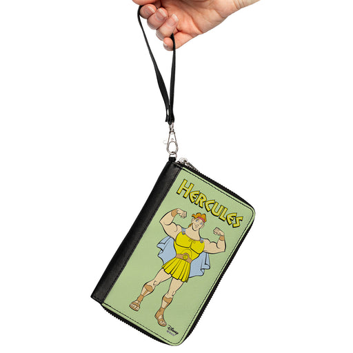 Women's PU Zip Around Wallet Rectangle - HERCULES Flexing Pose Green Yellow Clutch Zip Around Wallets Disney   