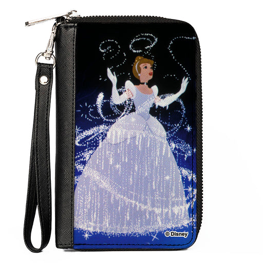 Women's PU Zip Around Wallet Rectangle - Cinderella Ball Gown Transformation Clutch Zip Around Wallets Disney   