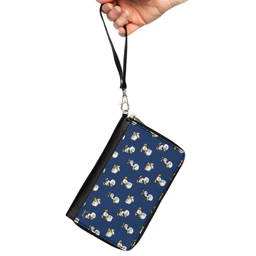 Women's PU Zip Around Wallet Rectangle - Lilo & Stitch Duckling Poses Scattered Blue Clutch Zip Around Wallets Disney   