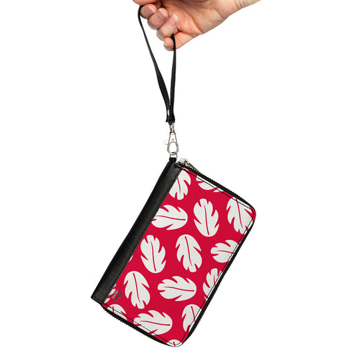 Women's PU Zip Around Wallet Rectangle - Lilo & Stitch Bounding Lilo Dress Leaves Red White Clutch Zip Around Wallets Disney   
