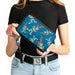 Women's PU Zip Around Wallet Rectangle - Lilo & Stitch Scrump Pose Hibiscus Flowers Scattered Blues Clutch Zip Around Wallets Disney   