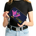 Women's PU Zip Around Wallet Rectangle - DARKWING DUCK Cape Pose Navy Yellow Clutch Zip Around Wallets Disney   