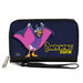 Women's PU Zip Around Wallet Rectangle - DARKWING DUCK Cape Pose Navy Yellow Clutch Zip Around Wallets Disney   