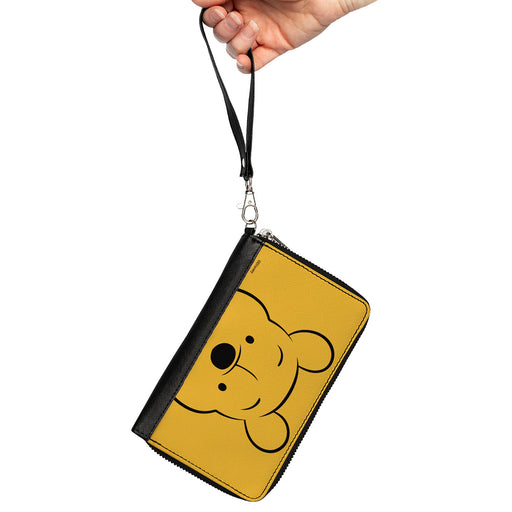 Women's PU Zip Around Wallet Rectangle - Winnie the Pooh Eyes Close-Up Yellow Black Clutch Zip Around Wallets Disney   